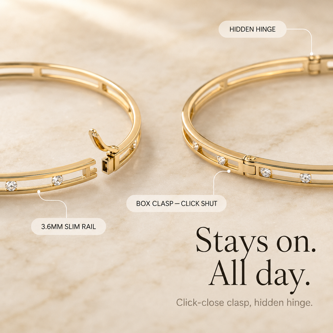 Floating Crystal Gold Bangle Bracelet for Women