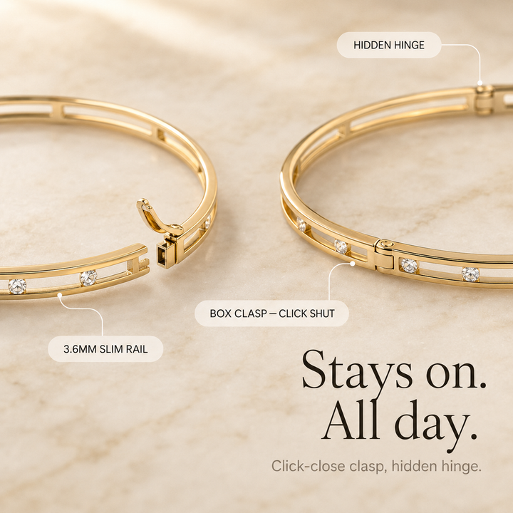 Floating Crystal Gold Bangle Bracelet for Women