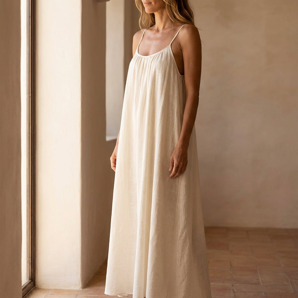 Flowy Open Back Summer Maxi Dress