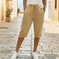 Cotton-Linen Drawstring Capri
