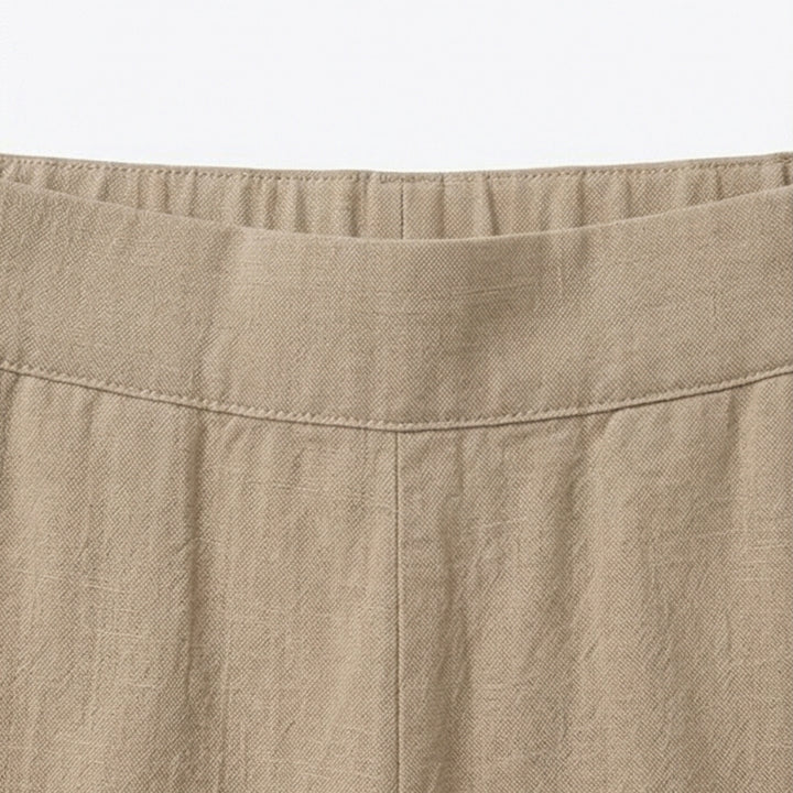 Asymmetric Linen Blend Cropped Pants