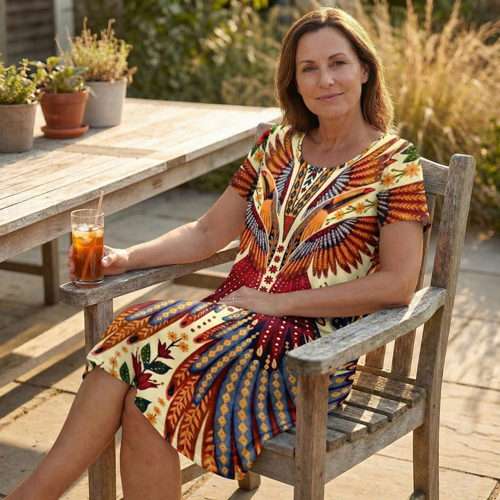 Bold Peacock Wingspan Summer Dress