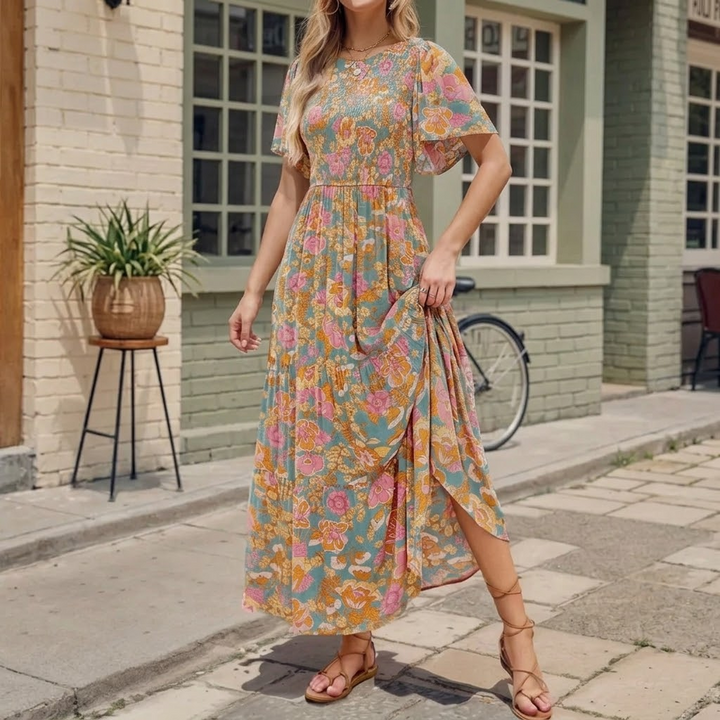 Smocked Floral Maxi Dress for Spring