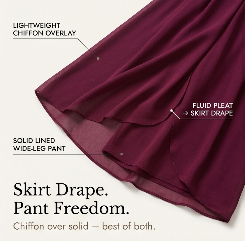 High-Waist Culottes with Skirt Drape — View 11 | Clova