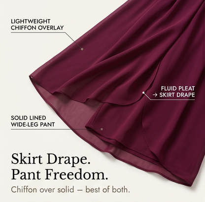 High-Waist Culottes with Skirt Drape — View 11 | Clova