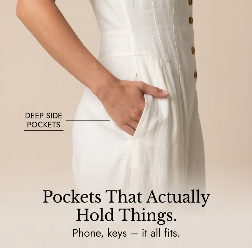Wide-Leg Button Front Jumpsuit — View 7 | Clova