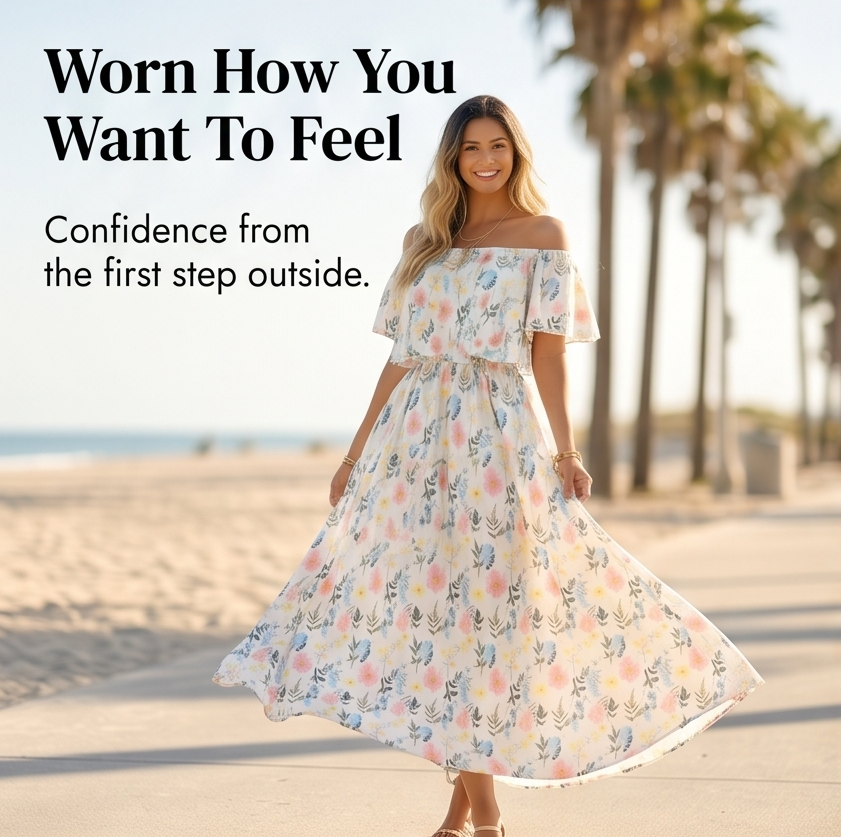Off-Shoulder Floral Maxi Dress with Hidden Pockets — View 10 | Clova