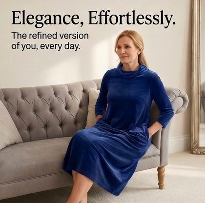 Velvet Cocoon Midi Dress with Hidden Pockets — View 9 | Clova