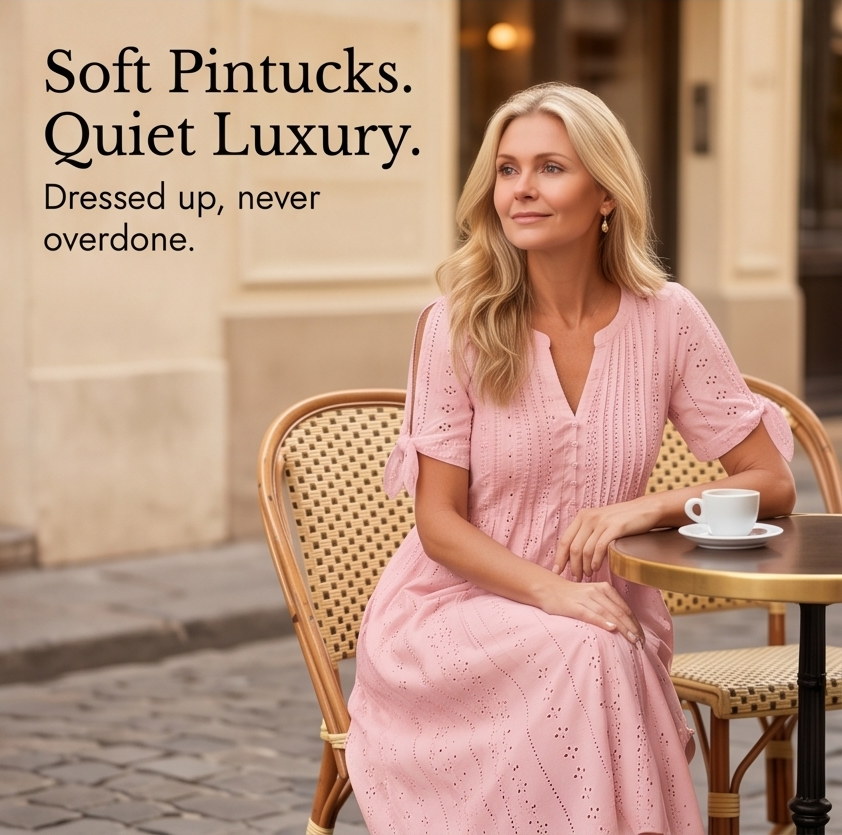 Eyelet Midi Dress with Tie-Bow Sleeves — View 11 | Clova