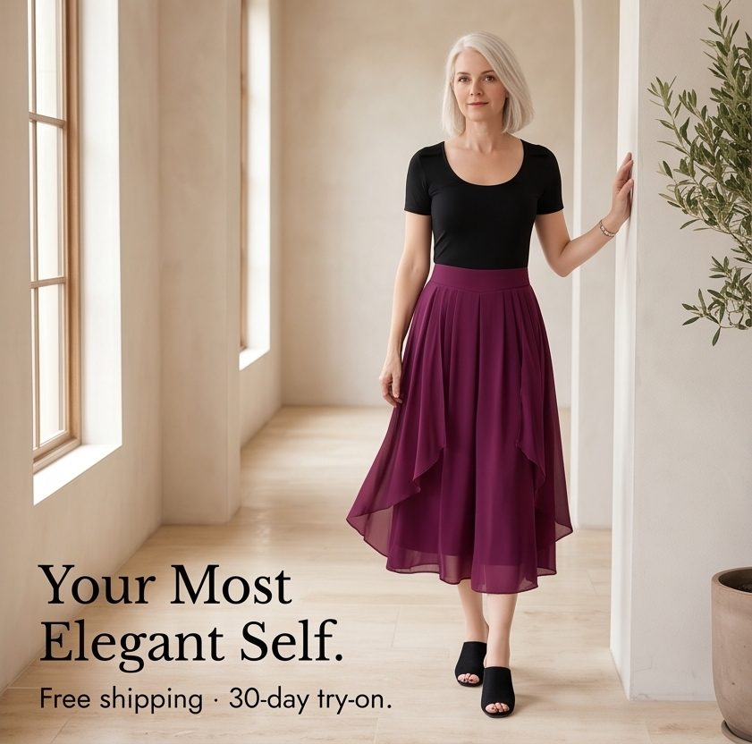 High-Waist Culottes with Skirt Drape — View 10 | Clova