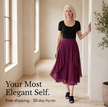 High-Waist Culottes with Skirt Drape — View 10 | Clova
