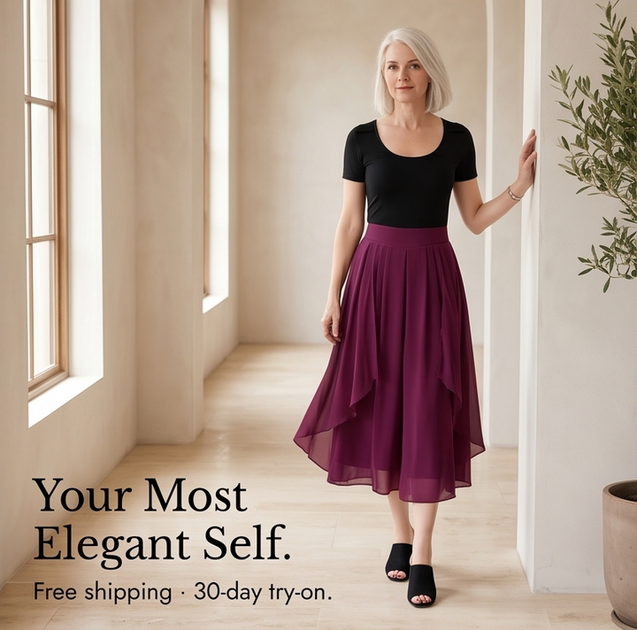High-Waist Culottes with Skirt Drape — View 10 | Clova