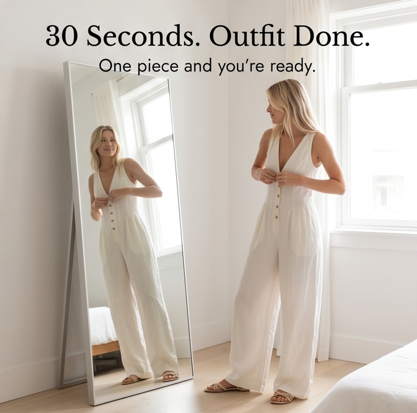 Wide-Leg Button Front Jumpsuit — View 11 | Clova