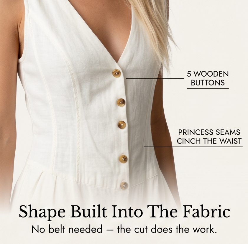Wide-Leg Button Front Jumpsuit — View 12 | Clova