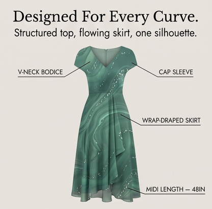 Flowing Marbled Midi Dress for Special Occasions — View 12 | Clova