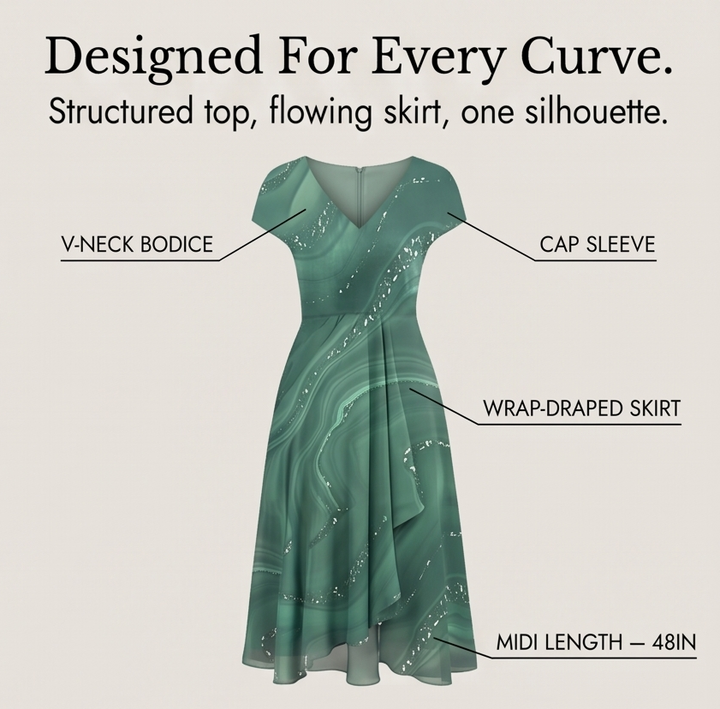 Flowing Marbled Midi Dress for Special Occasions — View 12 | Clova