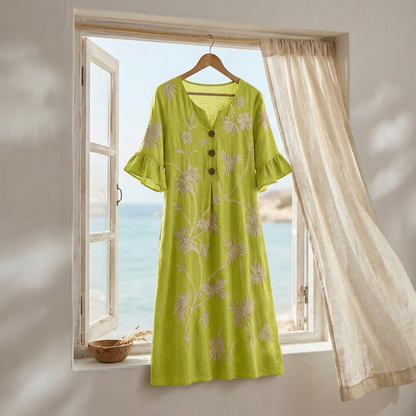 Embroidered Floral Midi Dress — View 6 | Clova