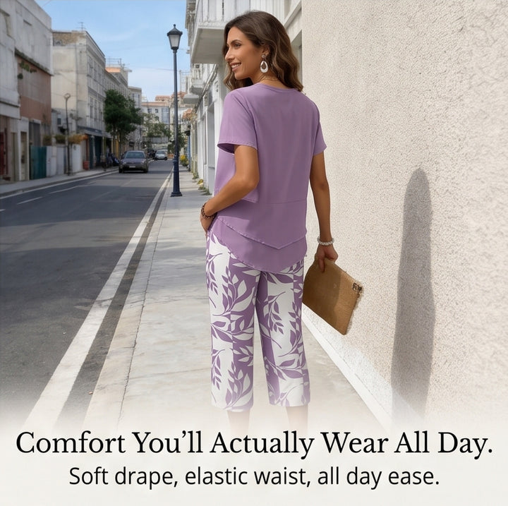 Asymmetric Tunic &amp; Wide Leg Pants Set