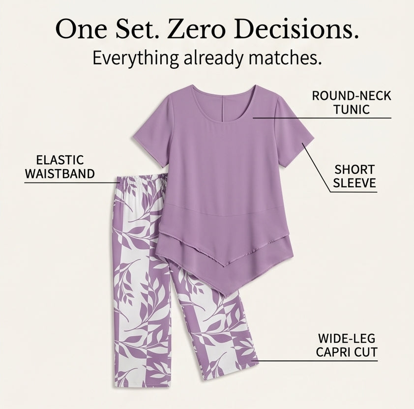 Asymmetric Tunic &amp; Wide Leg Pants Set
