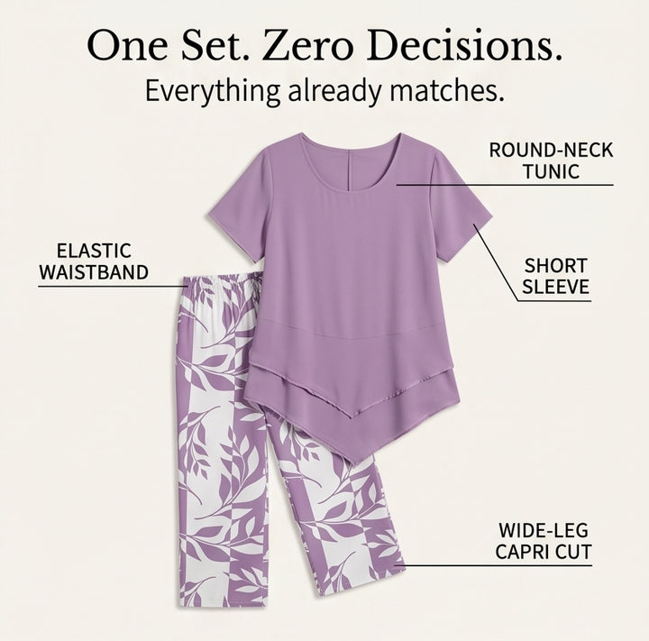 Asymmetric Tunic &amp; Wide Leg Pants Set