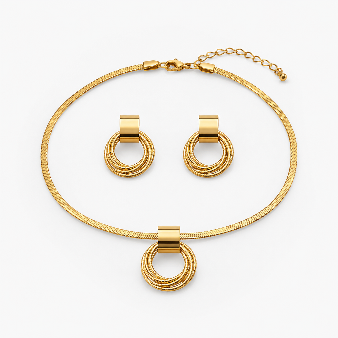 Textured Necklace and Earring Set
