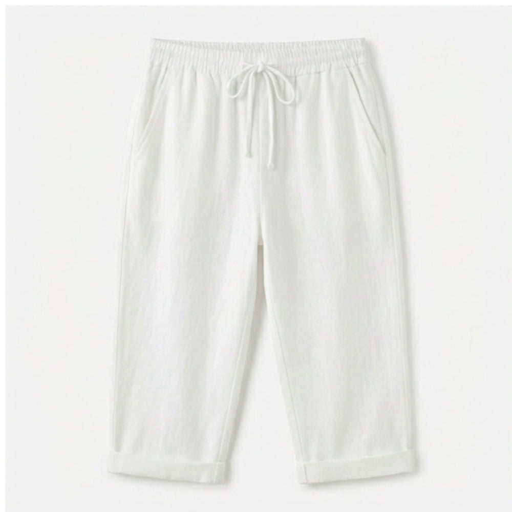 Cotton-Linen Drawstring Capri