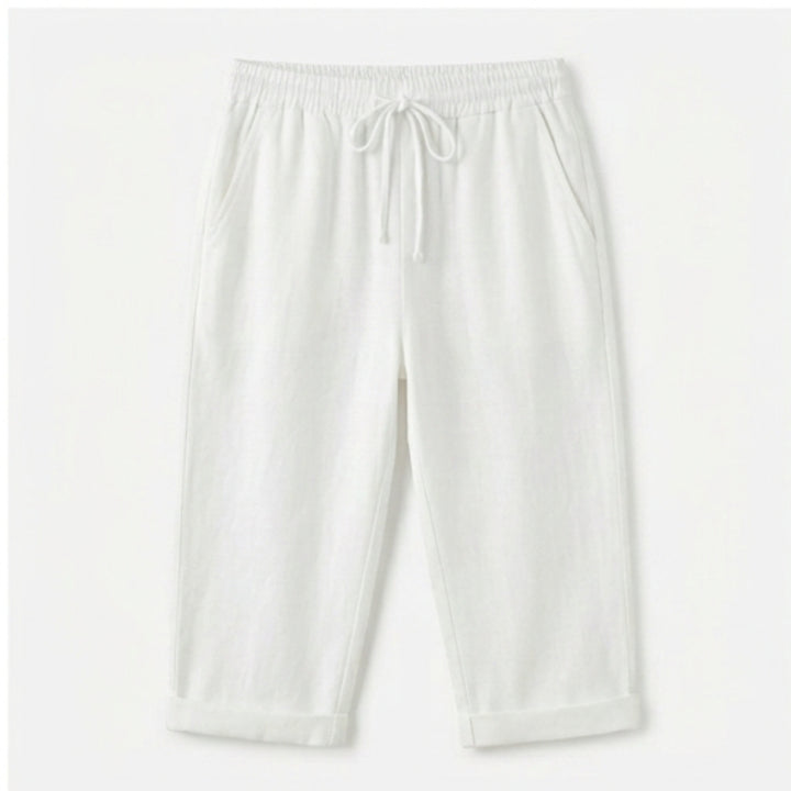 Cotton-Linen Drawstring Capri
