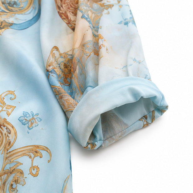 Mediterranean Baroque Print Chemisier Maxi Dress