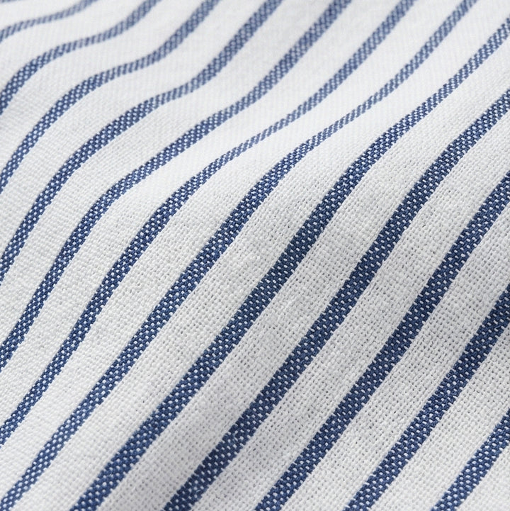 Striped Cotton Pants with Button Trim