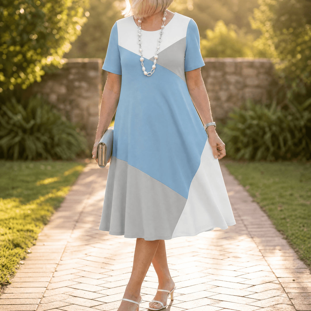 Pleated Gradient Print Dress