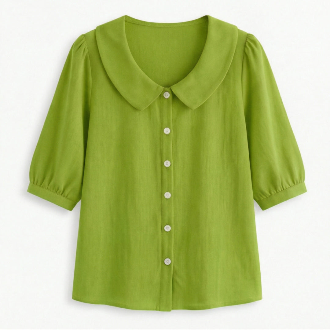 Retro Peter Pan Collar Button Up Blouse