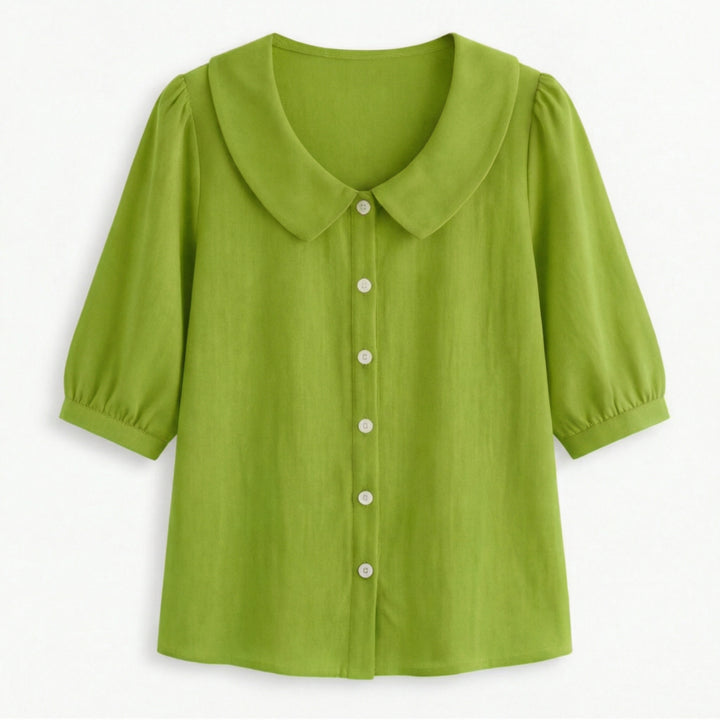Retro Peter Pan Collar Button Up Blouse