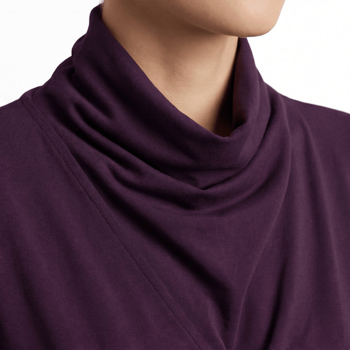 Asymmetrical Draped High Neck Maxi Dress