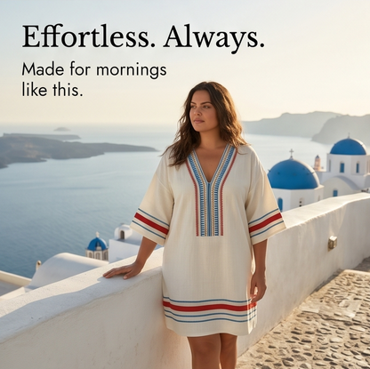 Sienna Embroidered Kaftan Mini Dress for Vacation — View 9 | Clova