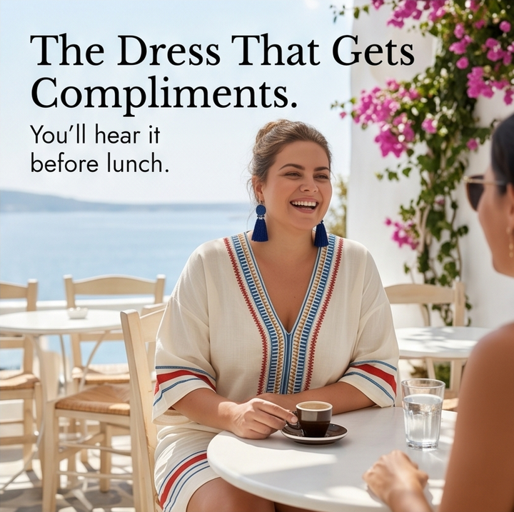 Sienna Embroidered Kaftan Mini Dress for Vacation — View 10 | Clova