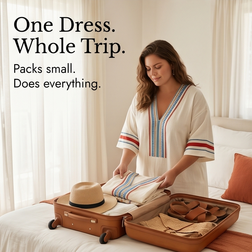 Sienna Embroidered Kaftan Mini Dress for Vacation — View 11 | Clova