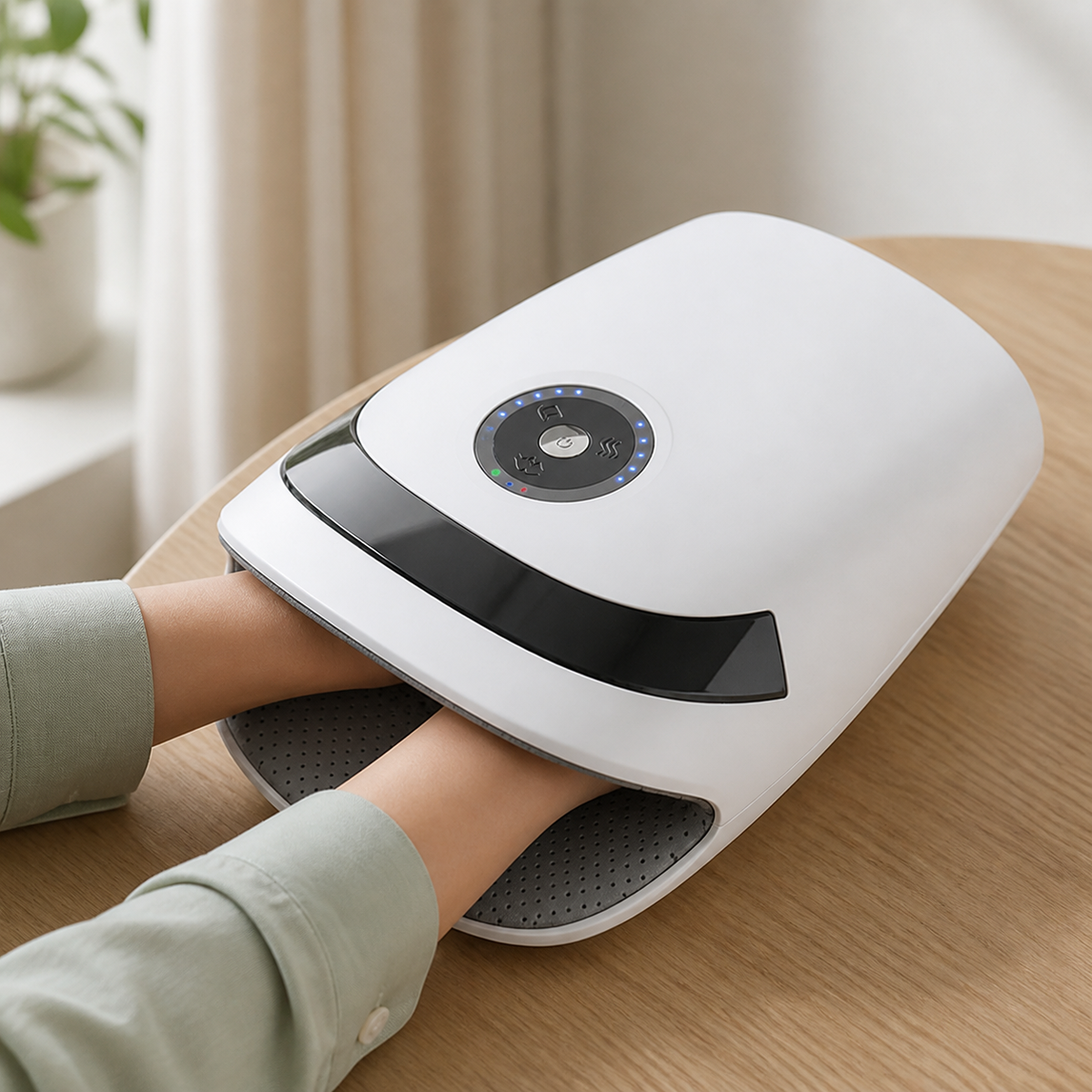 Wireless Air Compression & Heat Hand Massager — lifestyle view