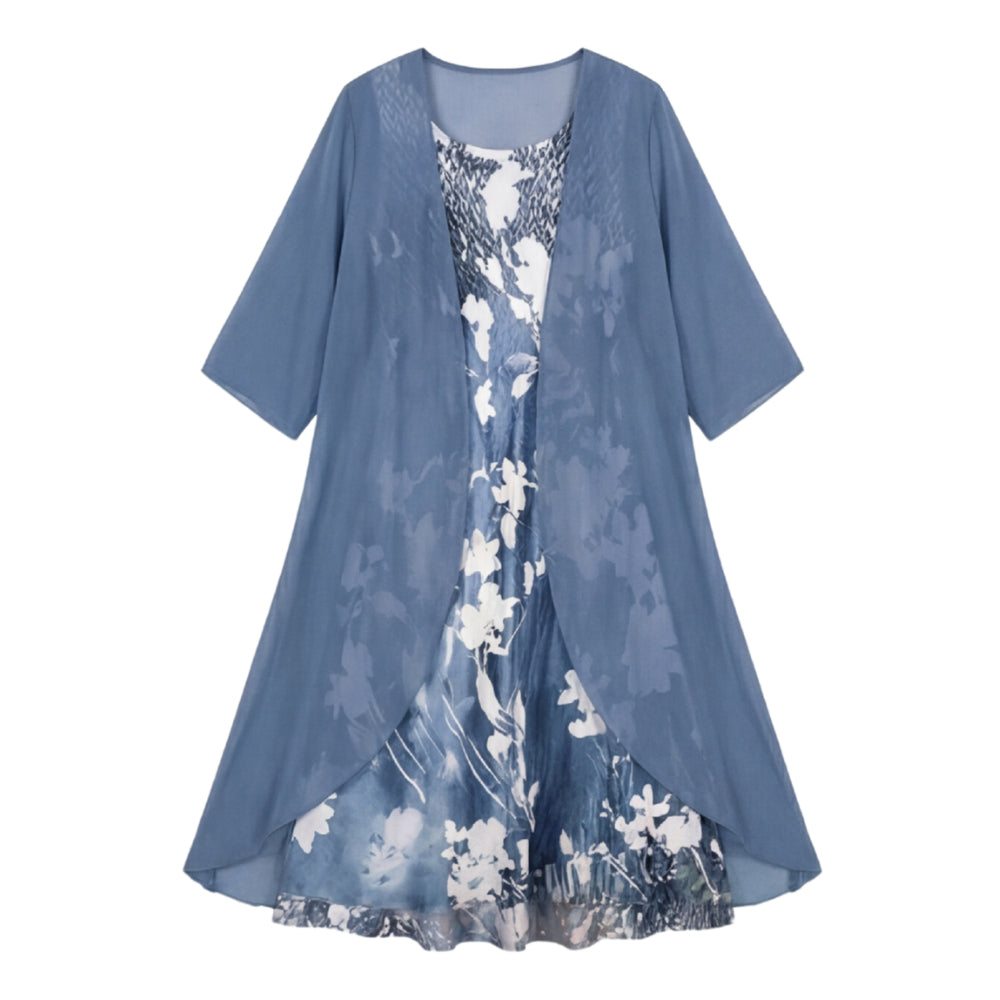 Floral Chiffon Two Piece Dress Set