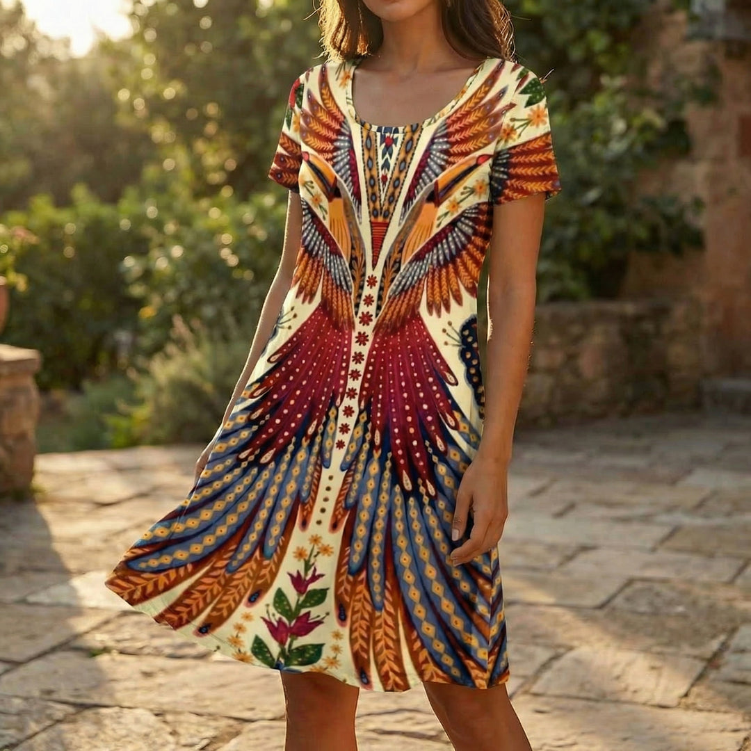 Bold Peacock Wingspan Summer Dress
