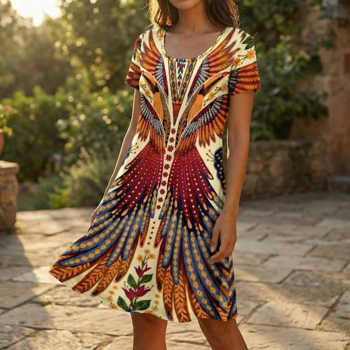 Bold Peacock Wingspan Summer Dress