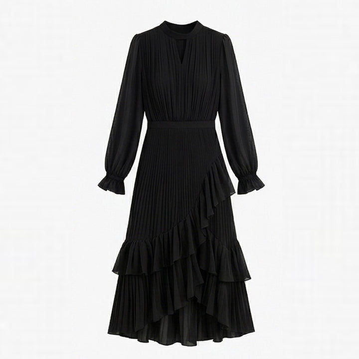 Pleated Ruffle Midi Dress