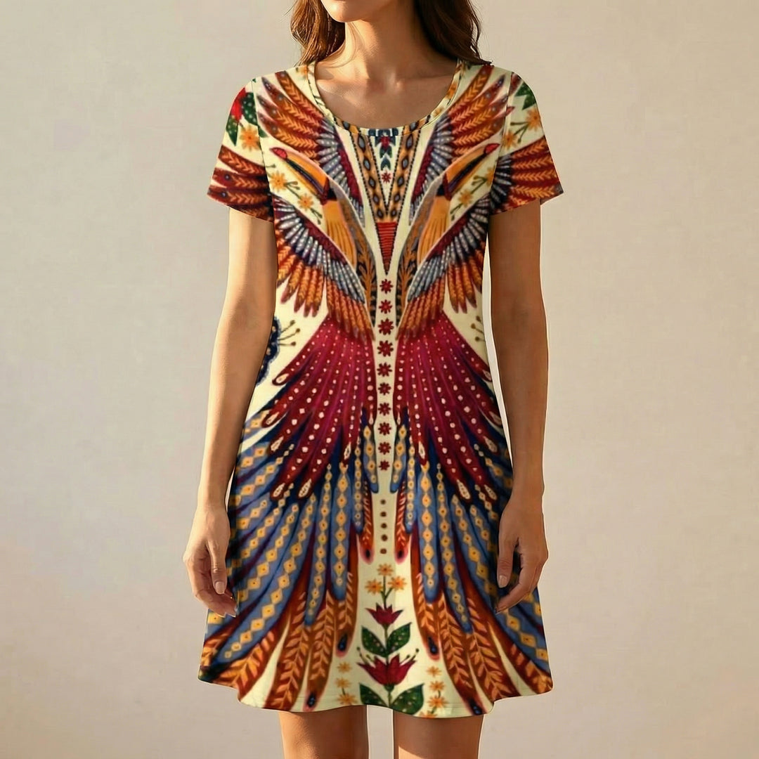 Bold Peacock Wingspan Summer Dress