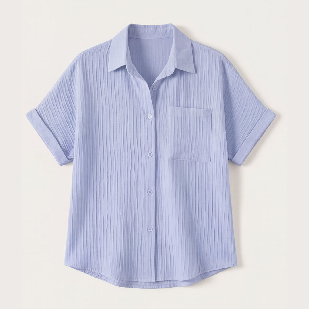 Textured Crinkle Button Down Blouse