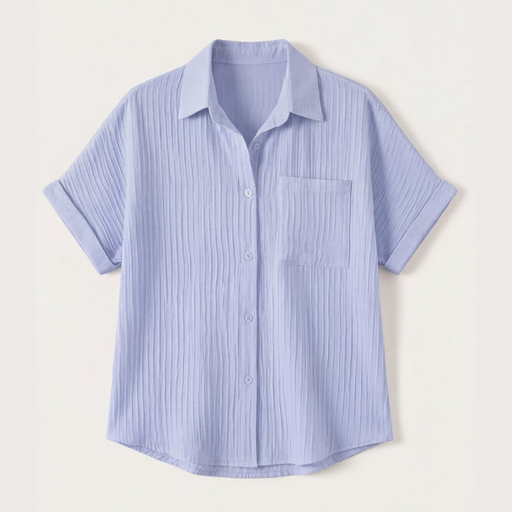 Textured Crinkle Button Down Blouse