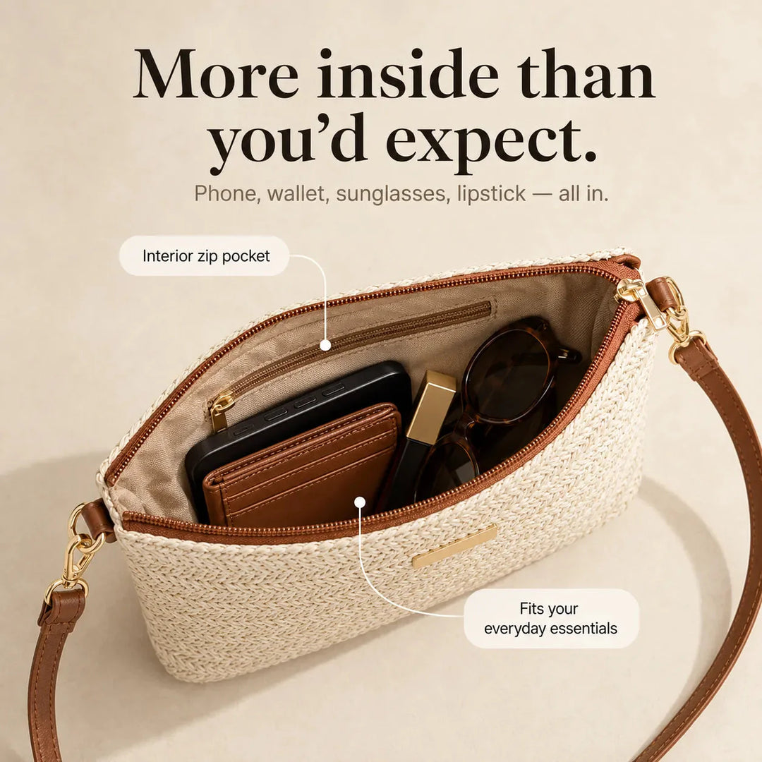 Woven Straw Crossbody Clutch Bag for Women