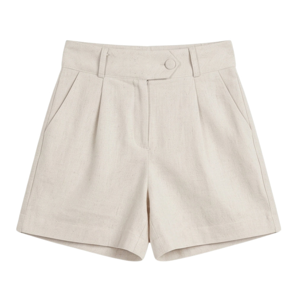 High-Waist Pleated Tailored Shorts