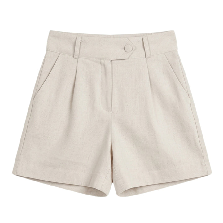 High-Waist Pleated Tailored Shorts