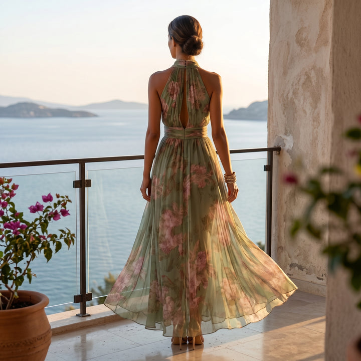 FLOWY SAGE FLORAL SUMMER MAXI