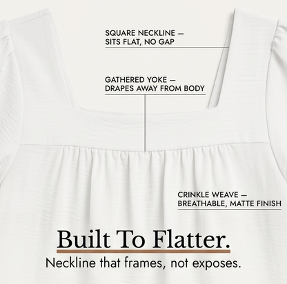 Square Neck Flutter Sleeve Blouse — View 6 | Clova