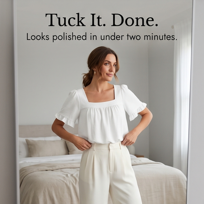 Square Neck Flutter Sleeve Blouse — View 8 | Clova